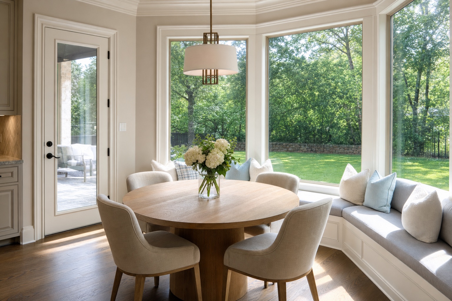 A sunny breakfast nook in a North Dallas home
