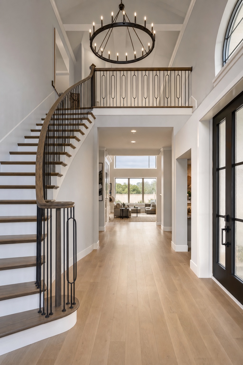 A welcoming two-story foyer in a North Dallas home